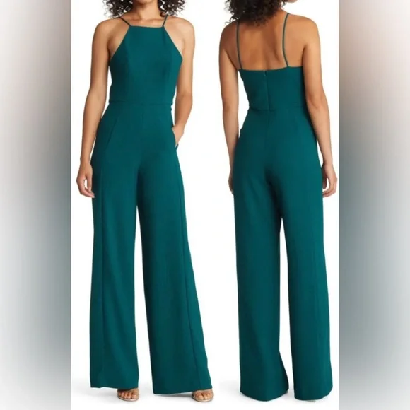 NWOT BLACK HALO Joaquin Wide Leg Jumpsuit In Green. Size 6